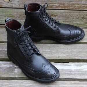 Allen Edmonds "Long Branch" Black Leather Wingtip Boots, Men's 8 D, Made in USA